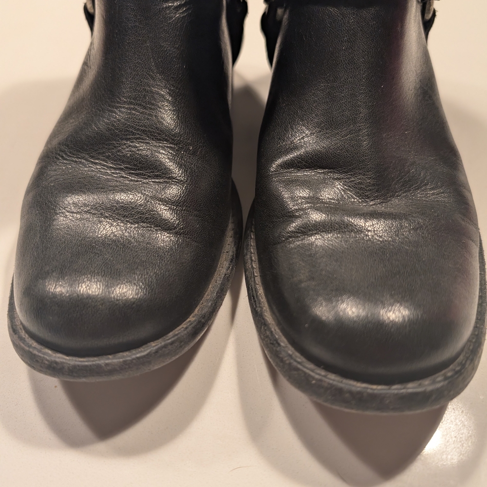 Frye Black Leather Harness Ankle Boots - Picture 7 of 9